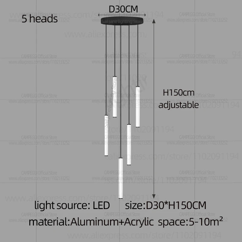 Modern Ceiling Chandelier LED Living Room Spiral Staircase Lighting Kitchen Bedroom Home Decoration Chandelier Lighting Fixtures
