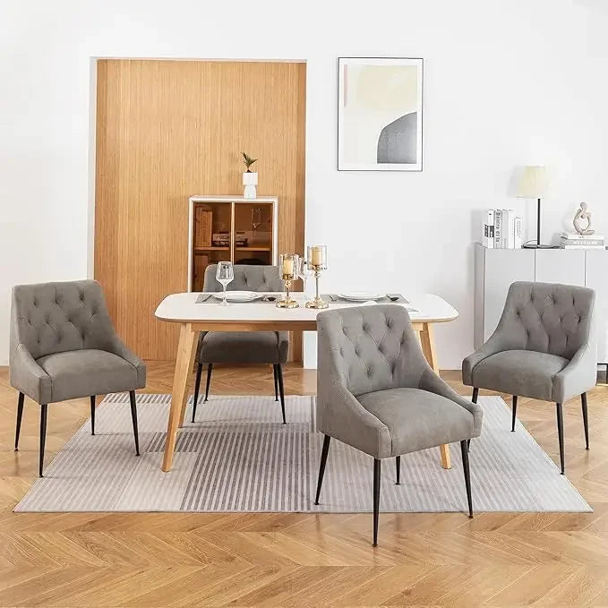 Modern dining chair set, kitchen dining chair, cushion and metal legs, soft cushion, kitchen, living room dining chair set