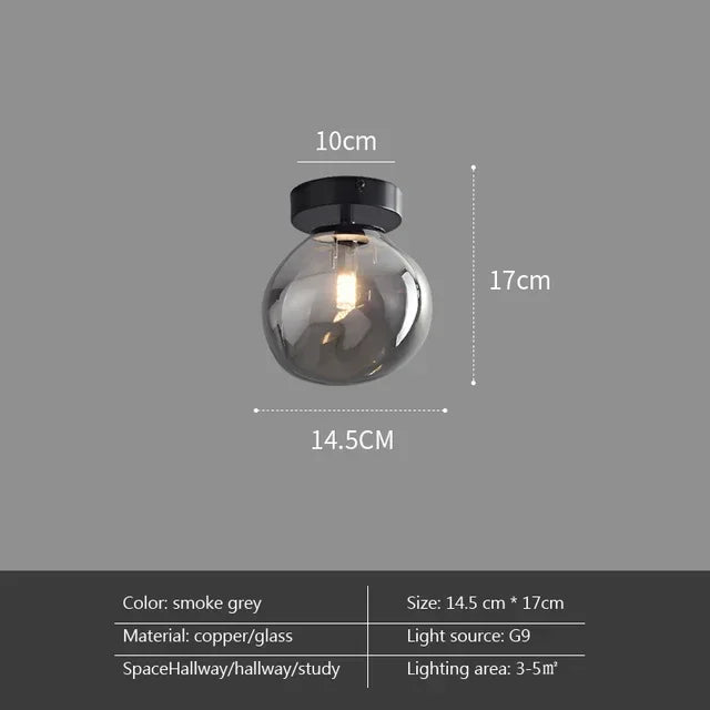 Nordic Luxury Retro Round Glass Ceiling Lamp Bedroom Corridor LED Pendant Chandelier Home Interior Decoration Art Lighting