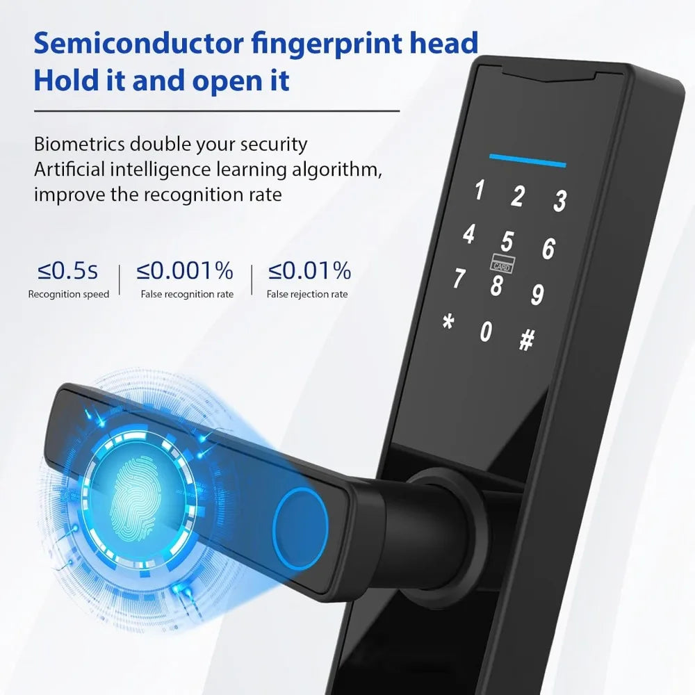 Tuya Smart Lock Fingerprint Lock Door Lock Keypad Door Lock with Handle Fingerprint Electronic Deadbolt Door Lock Smart Door Loc