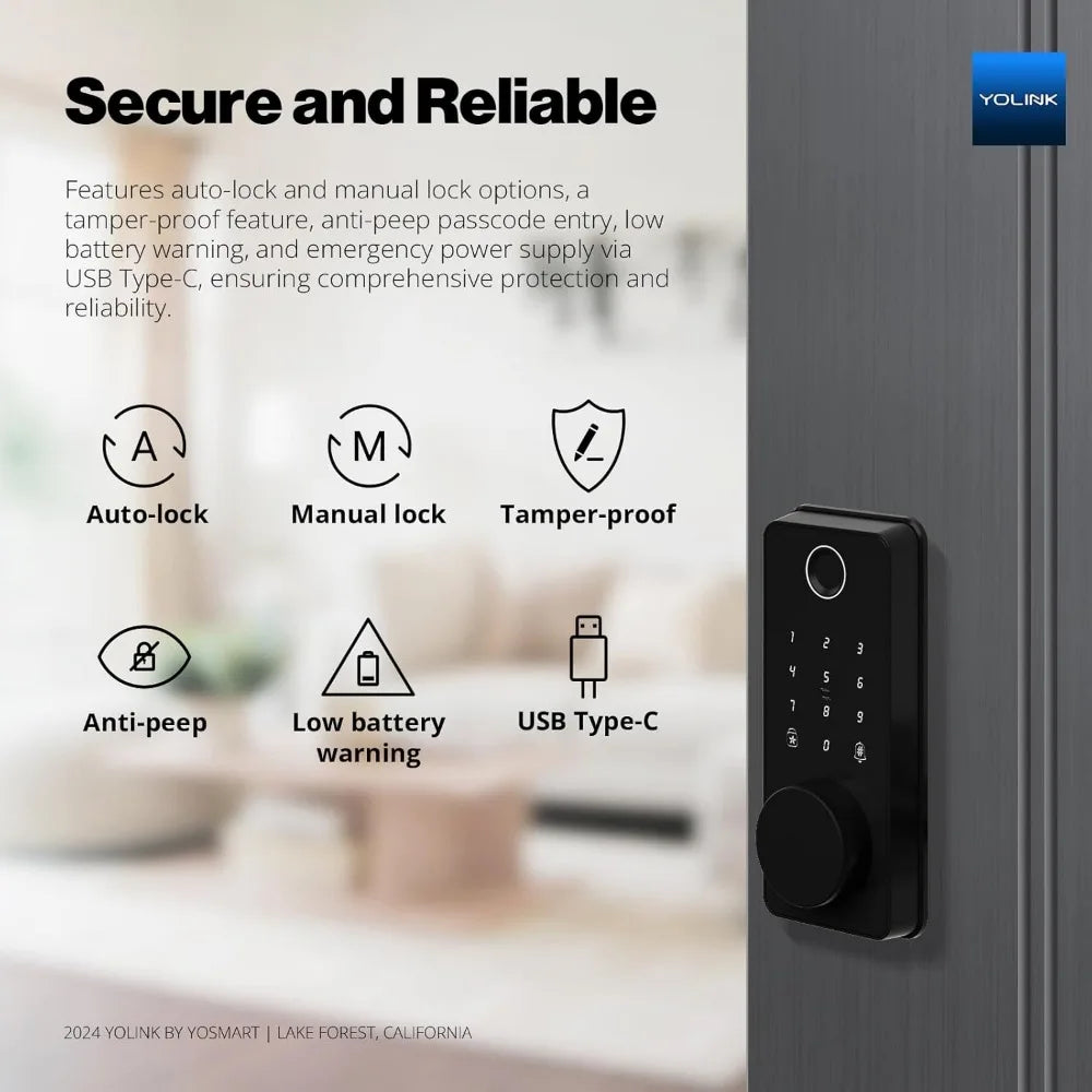 Smart Deadbolt Lock with Fingerprint, Keypad, IC Card, App & Fob Control – LoRa Long-Range, Compatible with Alexa, Google, IFTT