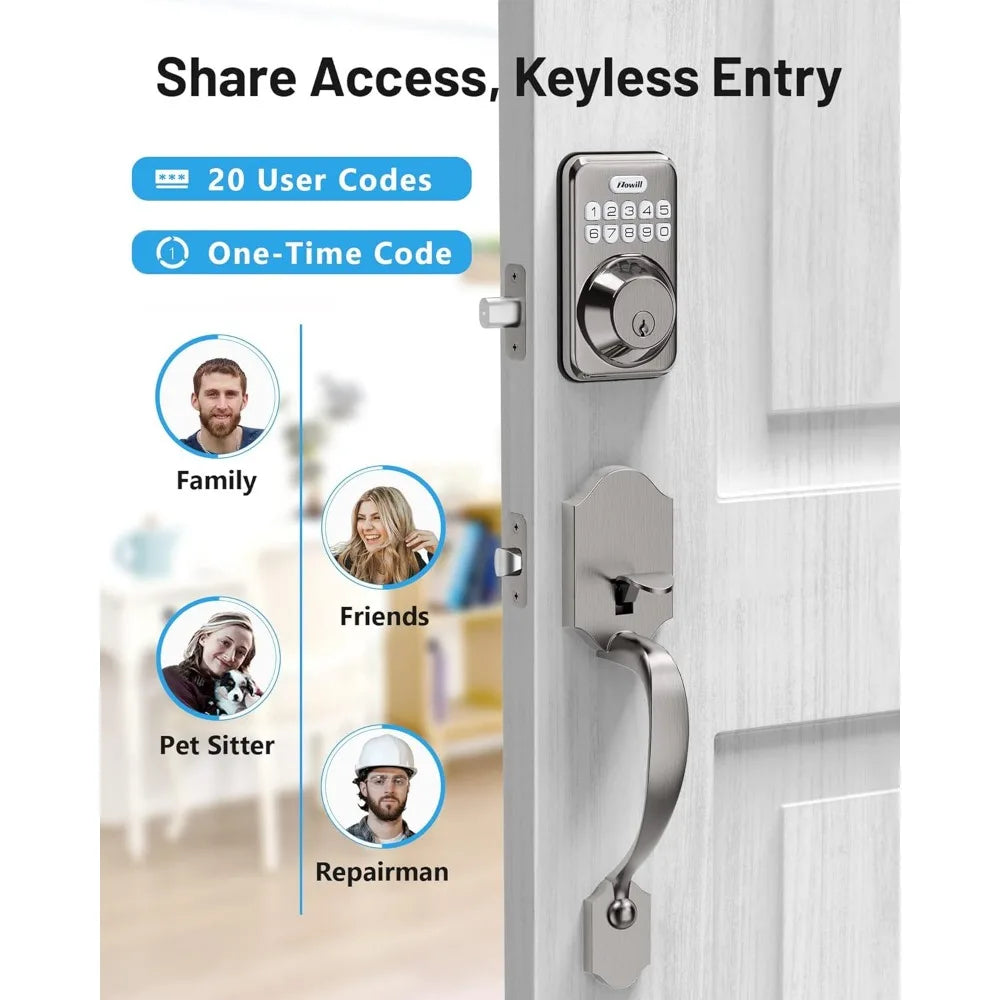 Keyless Entry Door Lock Set, Electronic Keypad Deadbolt with 2 Handles, Front Door Handle Lever Sets, Auto Lock, Code Door Lock