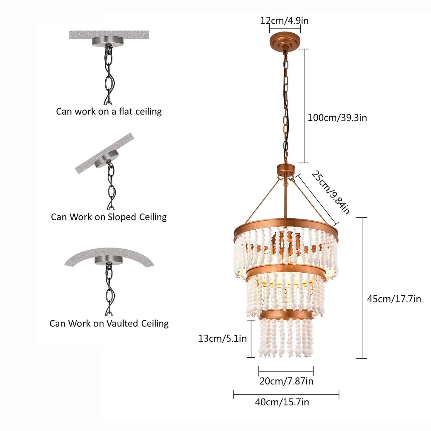 Wood Bead Chandelier Bohemia Style Kitchen Island Lighting for Entryway Bedroom Home Fixture