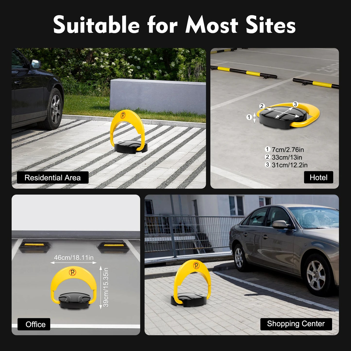 Parking Barrier Parking Post with Remote Controls and Keys 180° Rotating Rocker Lever Maximum Load Capacity 2T Waterproof