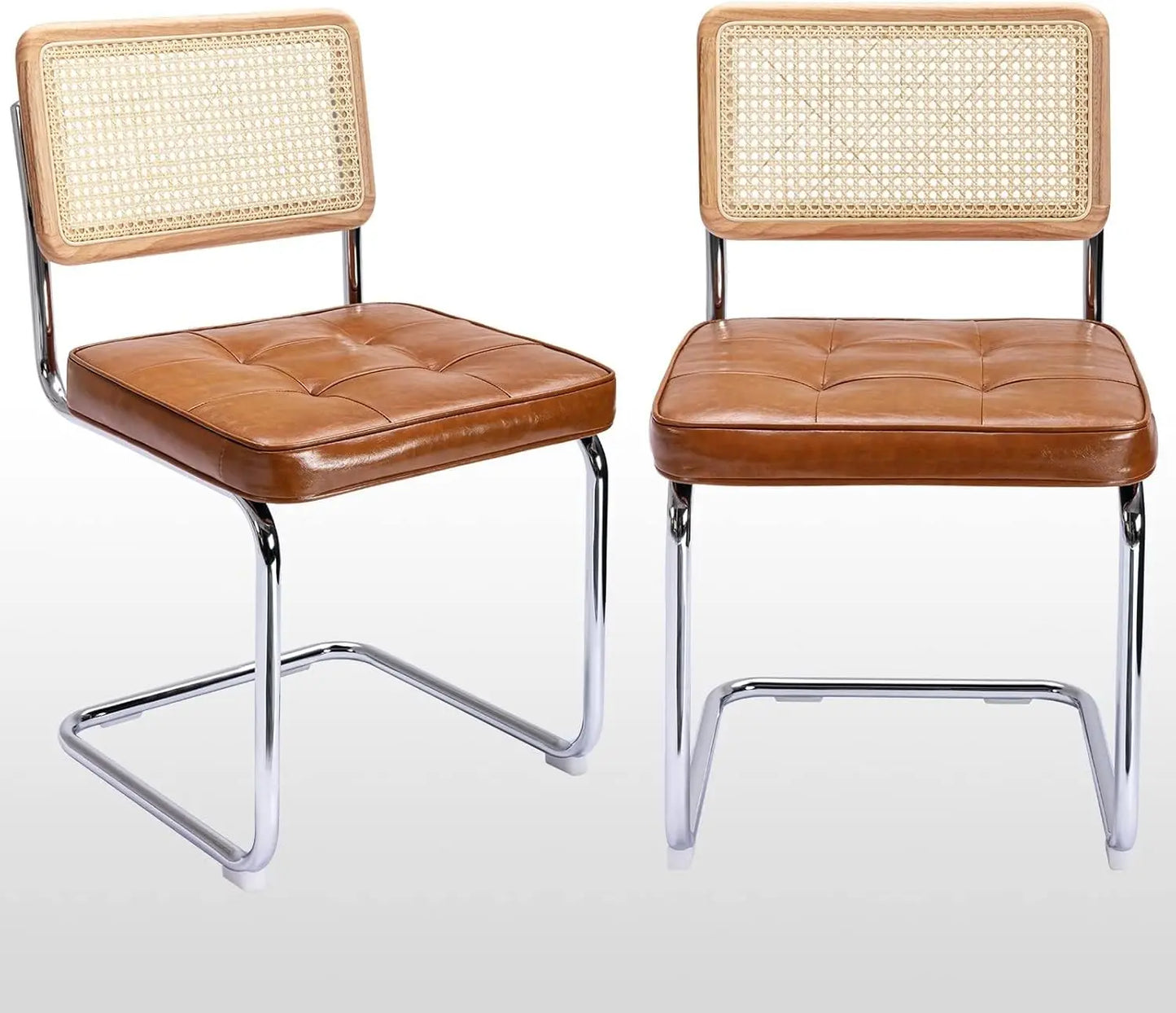 Natural Rattan Dining Chairs Set of 4, Modern Dining Room Chairs with Solid Wood Back for Kitchen Living Room,