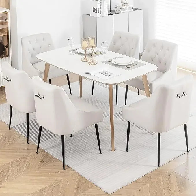 Modern dining chair set, kitchen dining chair, cushion and metal legs, soft cushion, kitchen, living room dining chair set