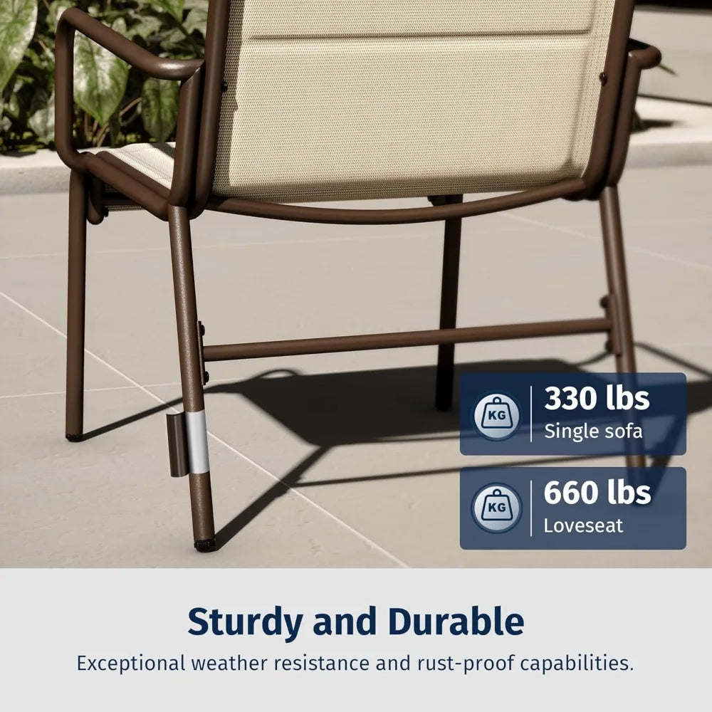 4 Seats Outdoor Furniture Set, Waterproof Patio Furniture Set, Patio Loveseat with Coffee Table