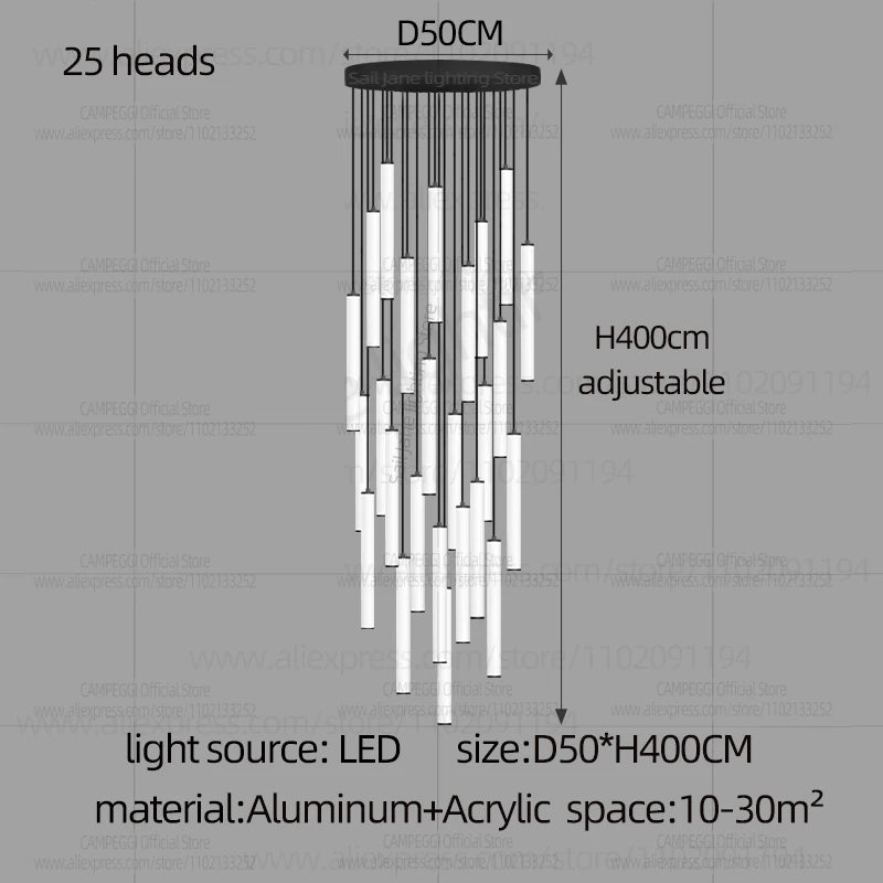 Modern Ceiling Chandelier LED Living Room Spiral Staircase Lighting Kitchen Bedroom Home Decoration Chandelier Lighting Fixtures
