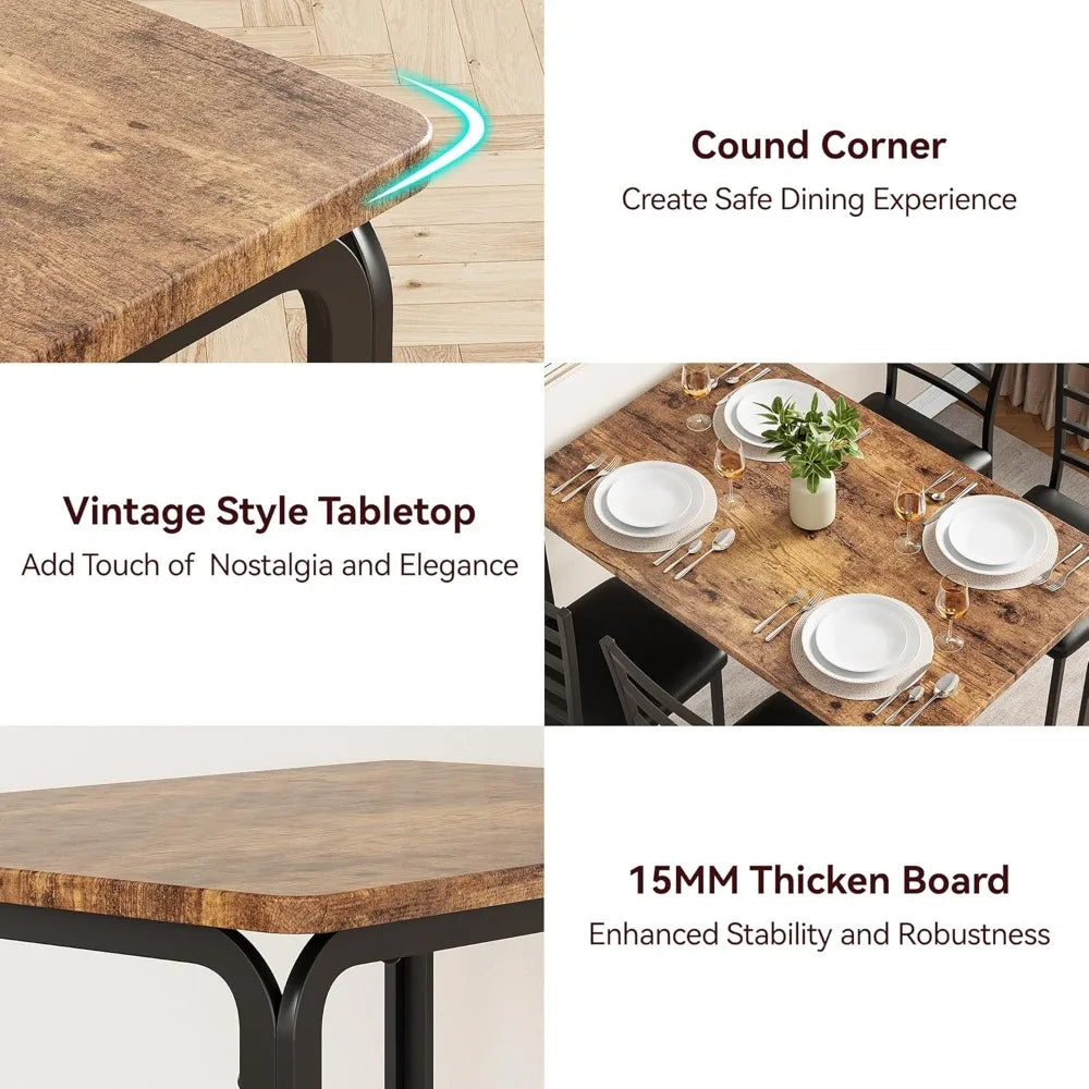 5-piece Kitchen Dining Table and Chair Set, Suitable for Small Spaces, 4-piece Indoor Modern Dining Table Set
