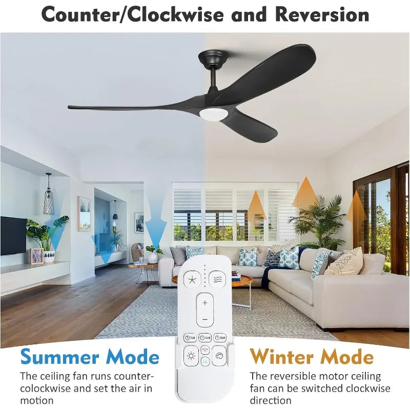 60 Inch Black Ceiling Fan with Light and Remote,Outdoor Ceiling Fan for Patios with Light,Quiet Reversible DC Motor