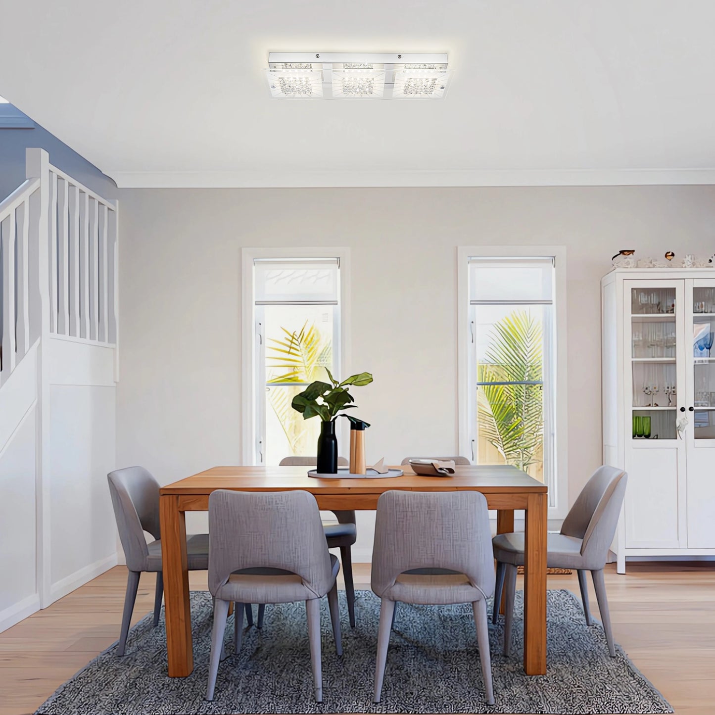 Modern LED Ceiling Lights Flush Mount 18.8in Light Fixtures Ceiling Mount for Living Room 4000K Crystal Ceiling Light