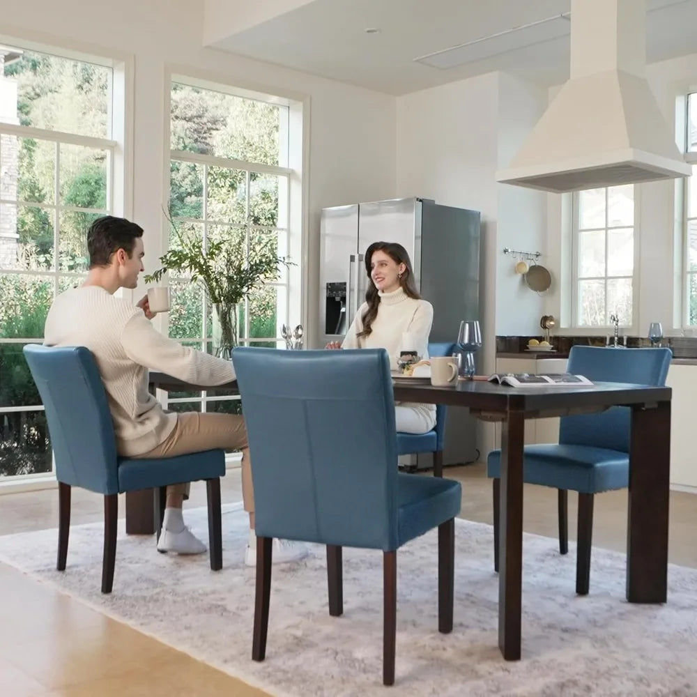 Restaurant Furniture, Faux Leather Armless Dining Room Chairs with Solid Wood Legs Back Side Chair for Kitchen Living Room