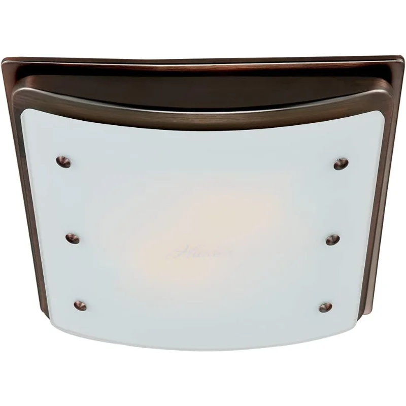Hunter 90065z Ellipse Decorative Bathroom Ventilation Exhaust Fan with Light and Night-Light, Matte Opal Glass, Imperial Bronze