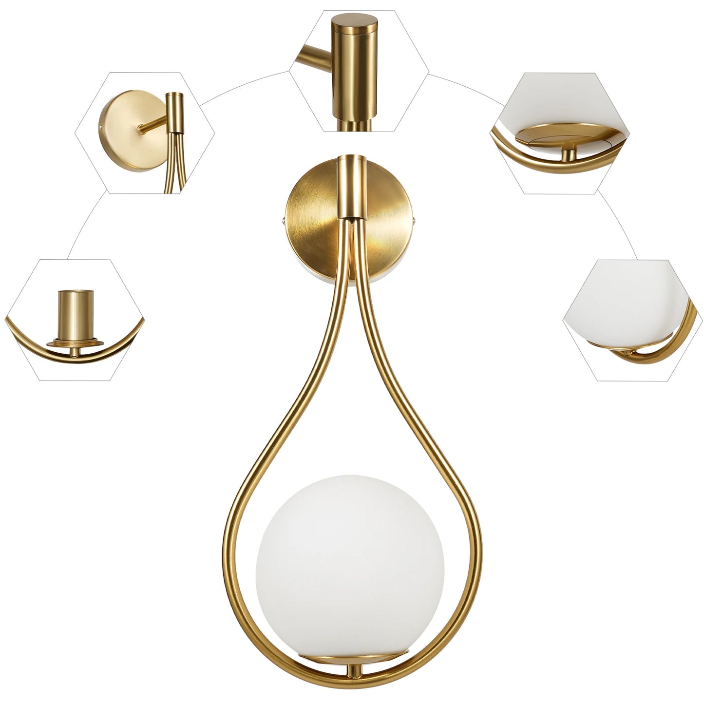 Modern Glass Ball Wall Lamp Wall Sconce Light Fixtures Fit Bathroom Bedroom Gold Outstanding Lighting Effect Meet Your Needs