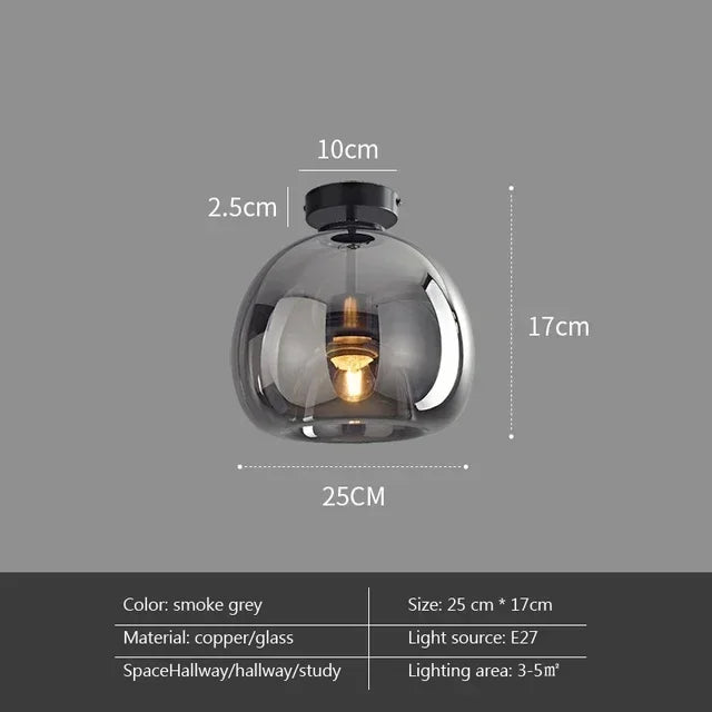 Nordic Luxury Retro Round Glass Ceiling Lamp Bedroom Corridor LED Pendant Chandelier Home Interior Decoration Art Lighting