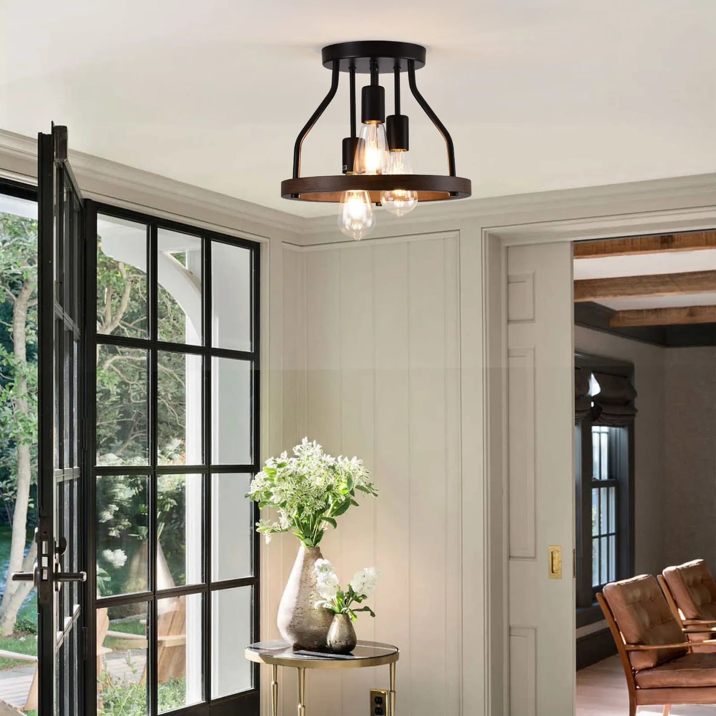 Retro Ceiling Light Pendant Standard E26 Lamp Holder Compatible With Various Edison, CFL or LED Bulbs Without Light Source