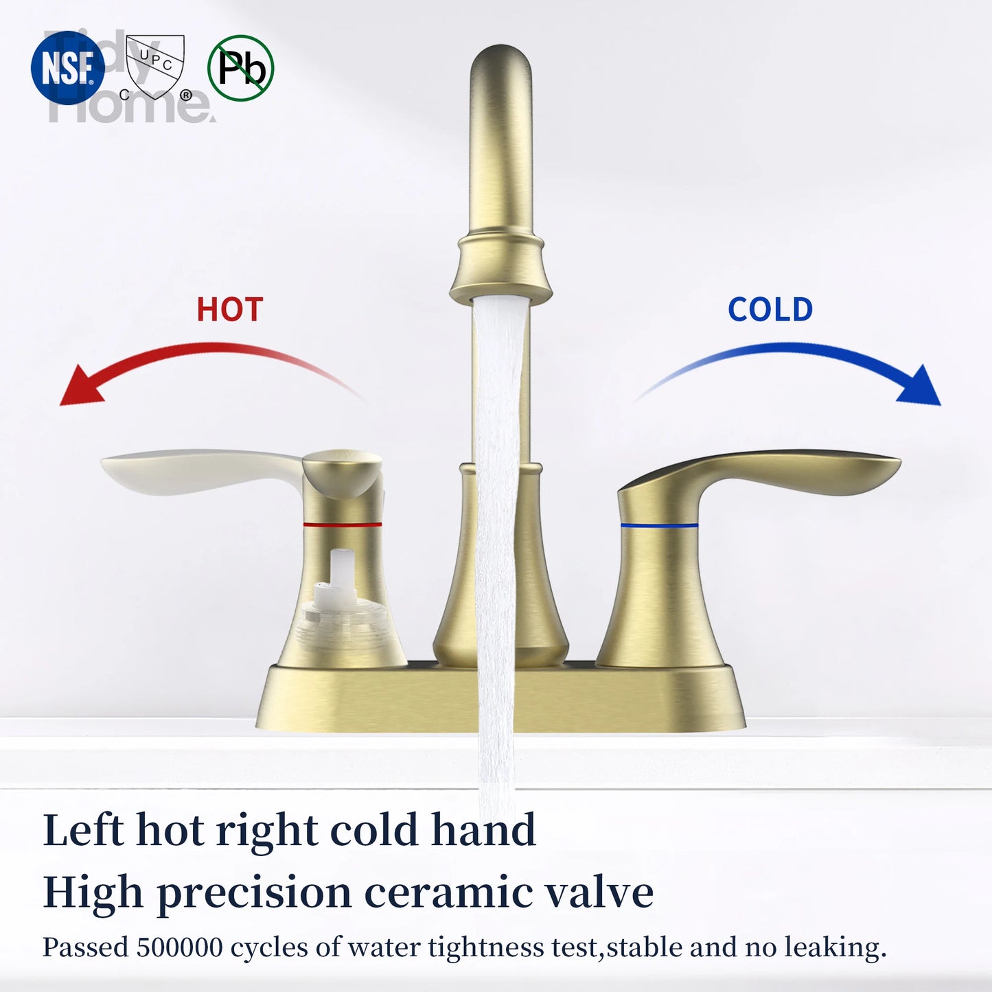 Bathroom Faucet Brushed Gold with Pop-up Drain & Supply Hoses 2-Handle, 360 Degree High Arc Swivel Spout ,Vanity Sink Faucet