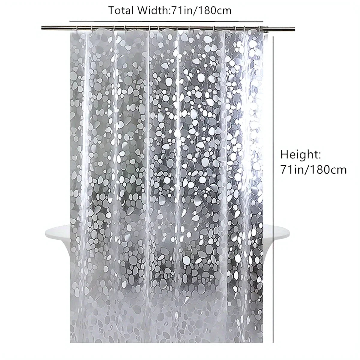 Shower Curtain Waterproof Mildew EVA Bath Curtains Modern Cobblestone Pattern Translucent Bathroom Curtain with Hooks
