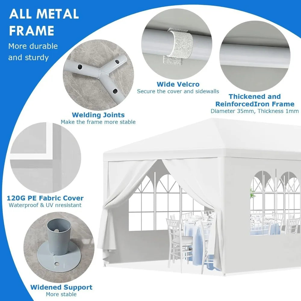 2025 Upgraded 10'x30' Party Tent, Outdoor Tents for Parties, Wedding, Birthday, Large Canopy Tent with Walls and Transparent Win