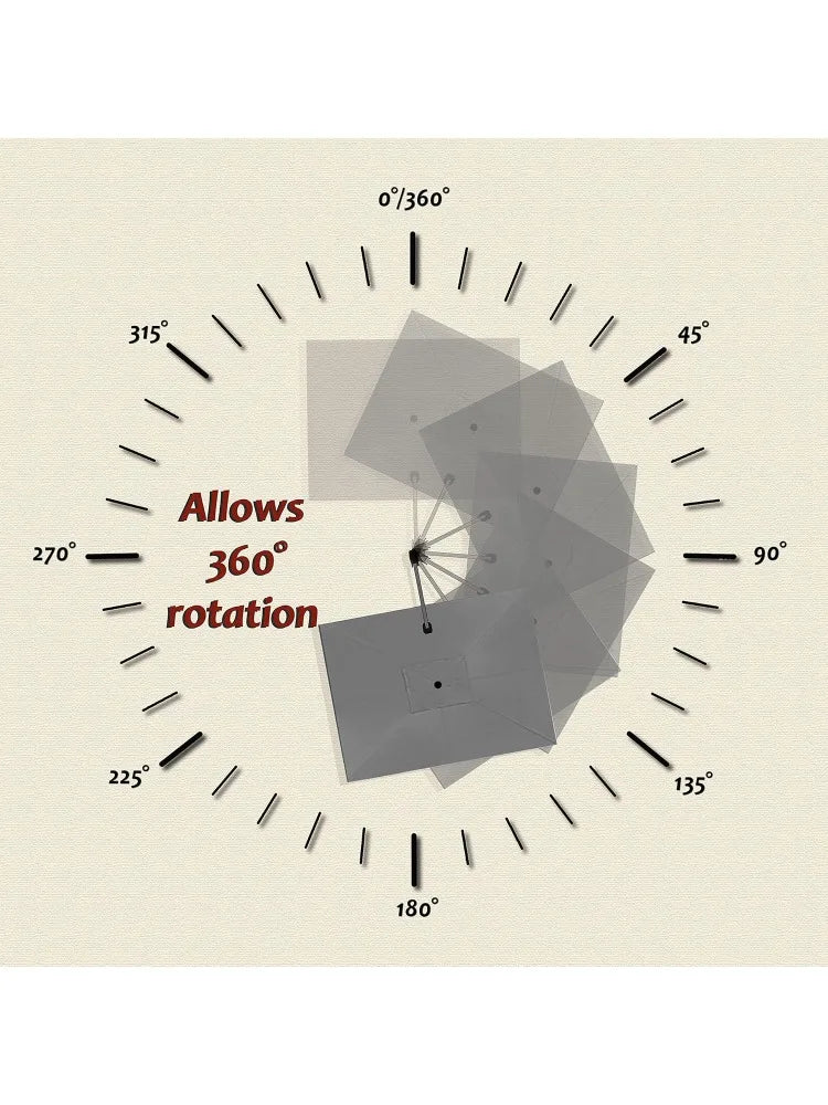 LEAF 9' X 11.5' Patio Umbrella Outdoor Cantilever Rectangle Umbrella Aluminum Offset Umbrella with 360-degree Rotation fo