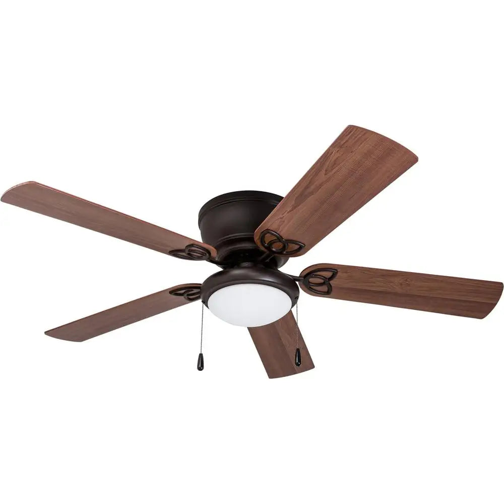 52 Inch Bronze Low Profile Ceiling Fan with Light Reversible Airflow Energy Efficient Dimmable Space Saving Medium Small Rooms