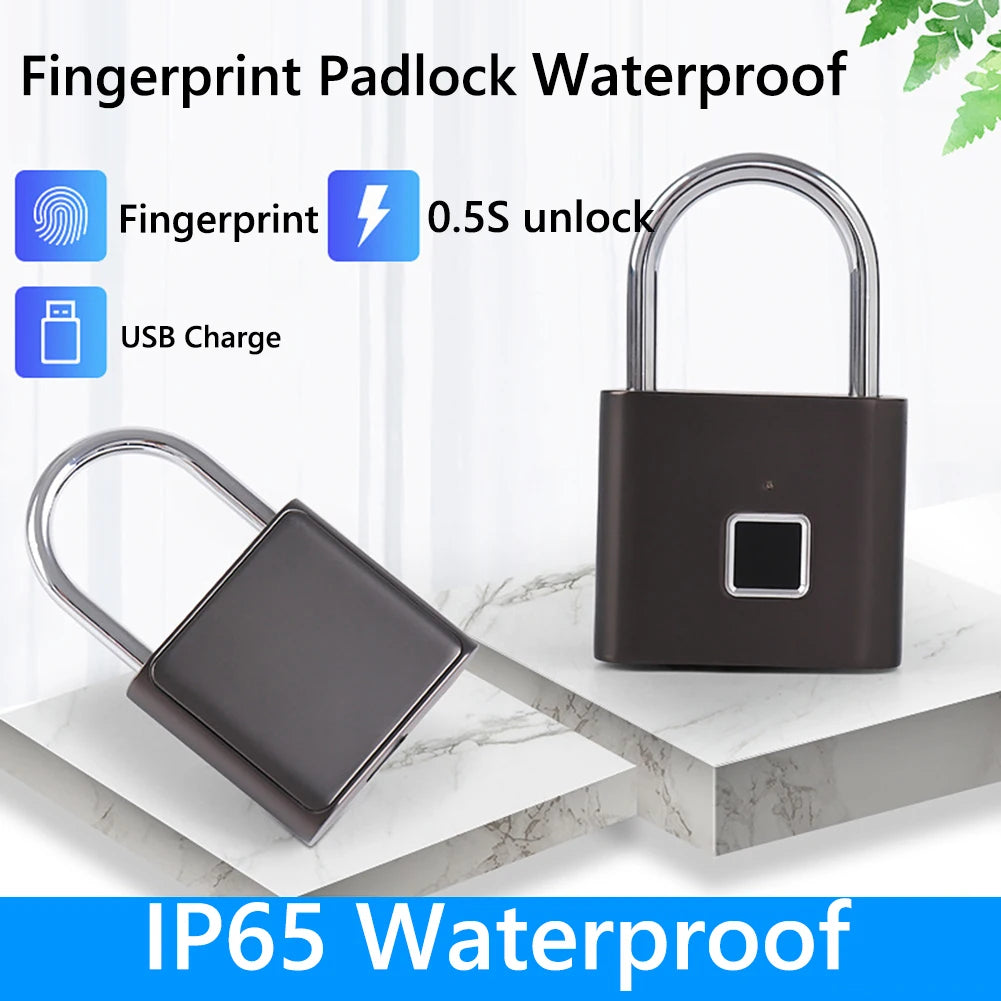 O10 Waterproof Smart Biometric Fingerprint Keyless Door Lock Security Padlock