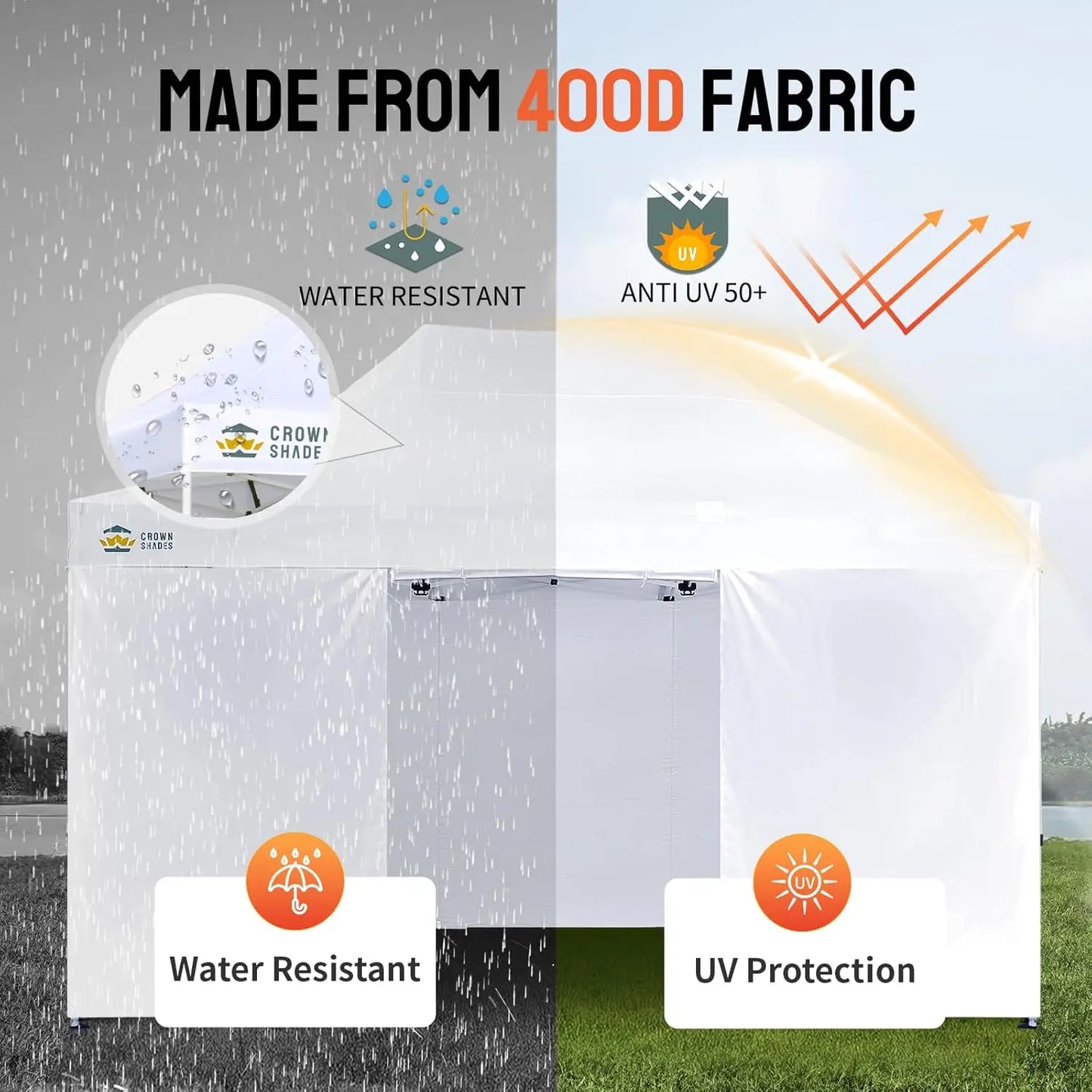 10x15 Pop Up Canopy Tent, Thicken Frame Commercial Heavy Duty Tent, 4 Sidewalls 8 Stakes & 4 Sandbags & 4 Ropes, Outdoor