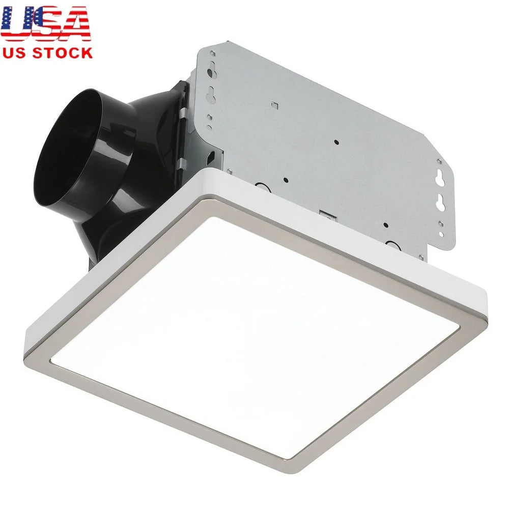 70 CFM Exhaust Ventilation Fan with Dimmable LED Light Brushed Nickel Trim Quiet Operation Easy Installation Humid Areas
