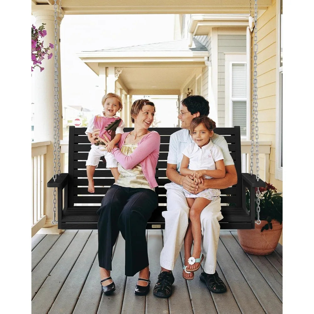 Hanging Porch Swing Outdoor,2-Seat Patio Swing Bench,All-Weather Swing Chair with Hanging Chains,Look Like Real Wood,for Garden