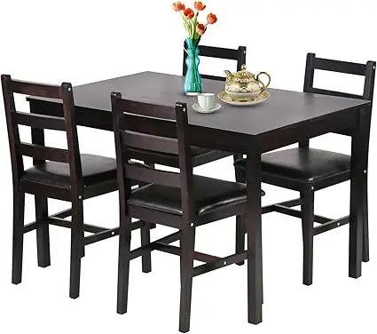 5 Pieces Kitchen Dining Room Set Dining Kitchen Table and Chairs Mid Century Style Wood Dinette Table Set for Home Family Dining
