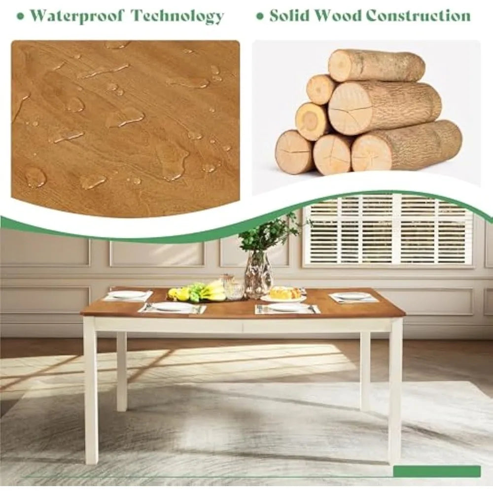 Restaurant Furniture, Saving Dinner Table Chair Set for Dining Room Kitchen Restaurant, Farmhouse Solid Wood Dining Table Set