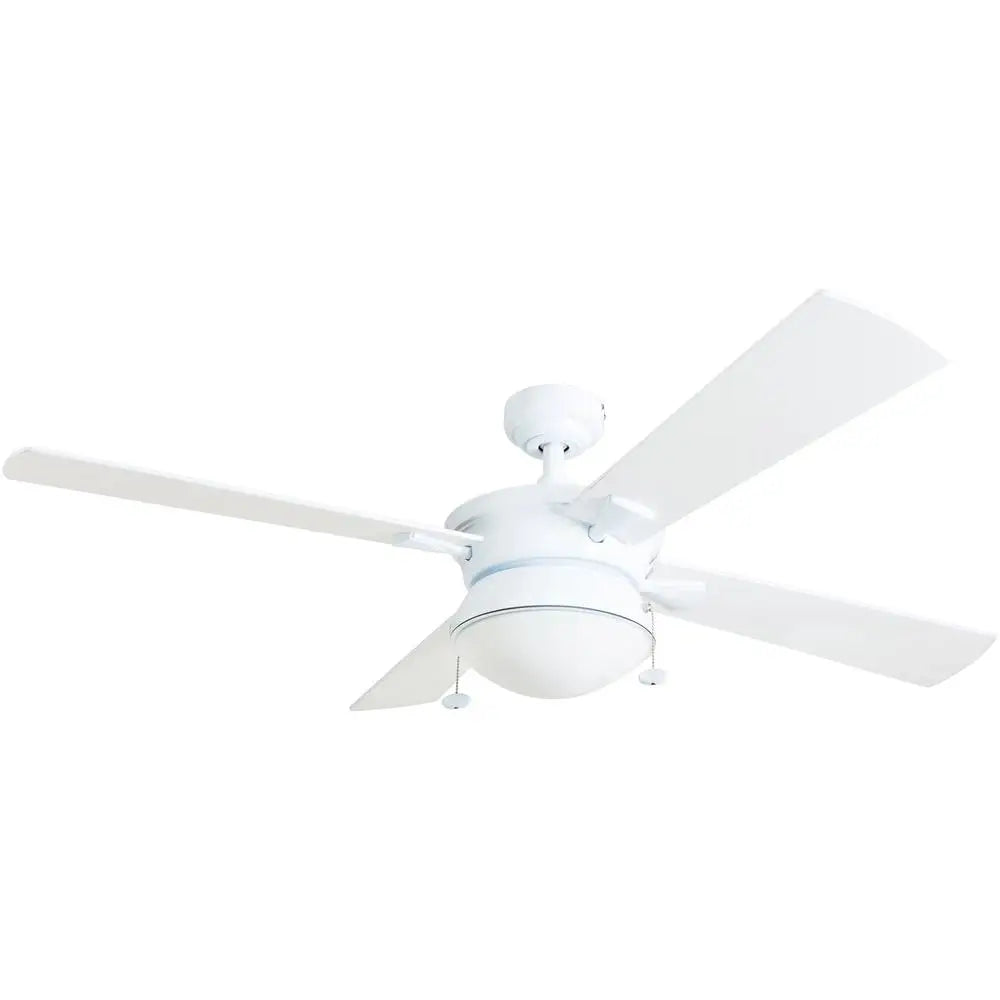 52 Inch Indoor Outdoor Ceiling Fan 4 Blades Light Kit Pull Chains Reversible Motor Quiet Energy Efficient Patio Porch Garage