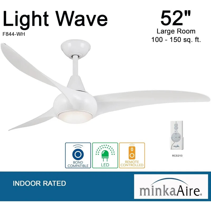 Minka-Aire F844-WH, Light Wave, 52" Ceiling Fan, White