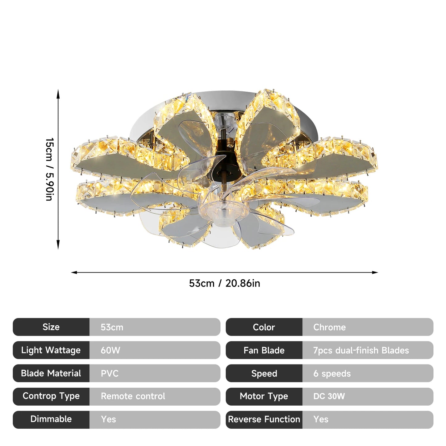 Luxury Crystal Ceiling Fan Led Lamp Smart APP RC Modern Fan Light Chandelier Home Decor Chandelier Living Dining Room Fixture