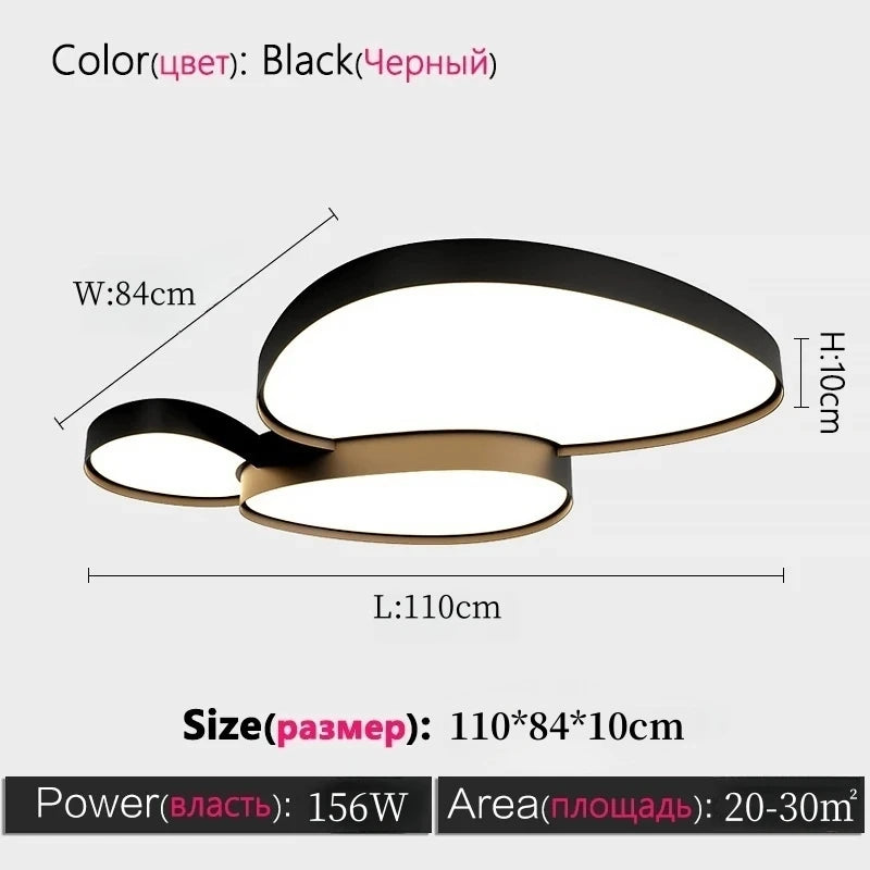 Living Room Lamp Ceiling Lights Bedroom Dining Room Simple Nordic Modern Black White LED Chandelier Home Decor Lusters Fixture