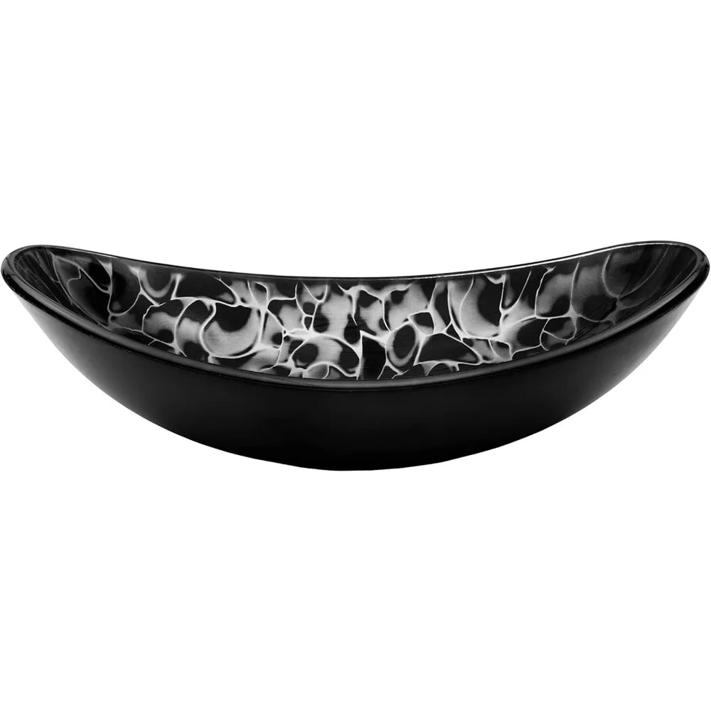 MNO-G1308210 Oval 21-1/2" Tempered Glass Vessel Bathroom Sink - Brushed Nickel Drain
