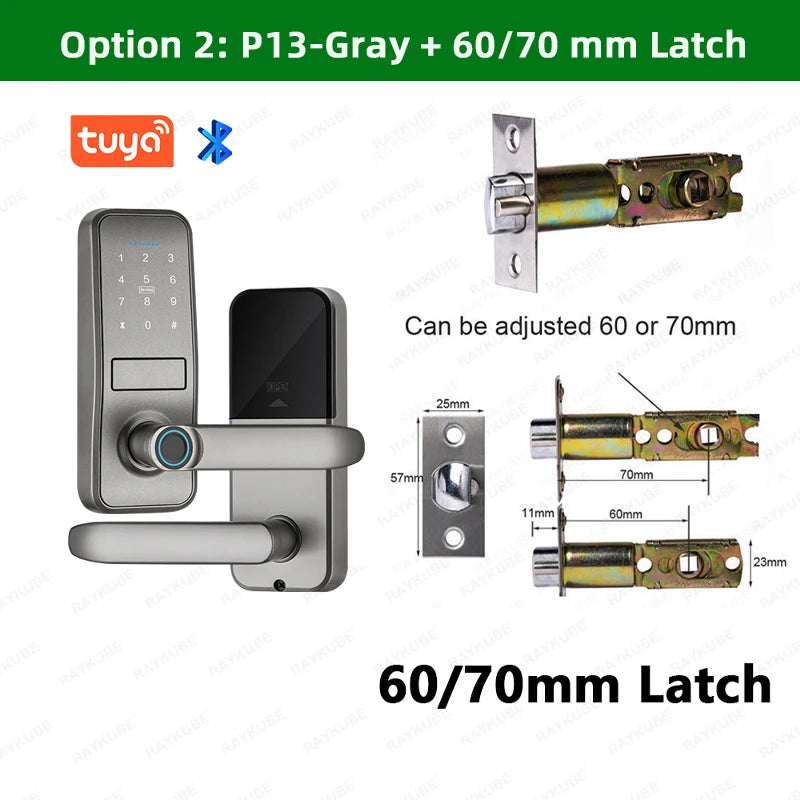 RAYKUBE Smart Biometric Fingerprint Door Lock Electronic Lock Tuya App Set Fingerprint/ Password/ Card Unlock Delivery From US