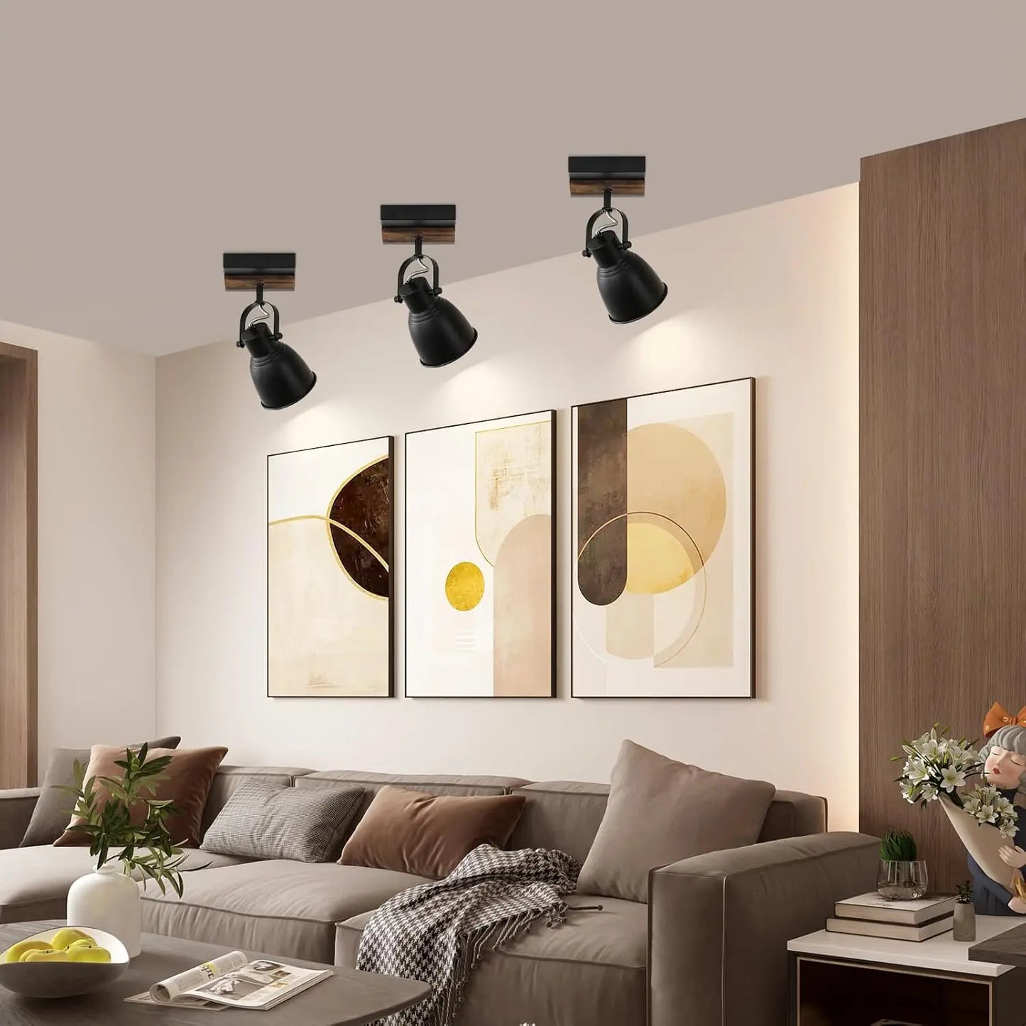 1-Light Farmhouse Track Lighting Kit - Black Flush Mount Ceiling Light w/ Rotatable Head for Kitchen, Bedroom & Hallway (2-Pack)