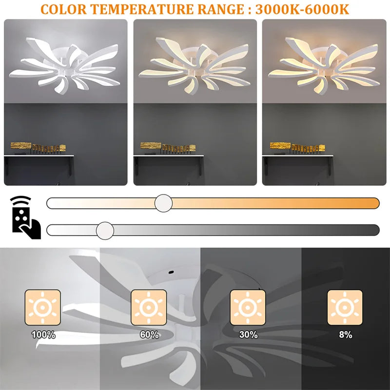 Modern Ceiling Lamp White Led Acrylic Pendant Light Living Dining Room Bedroom Lustre Chandelier Home Decor Fixtures Dimming RC
