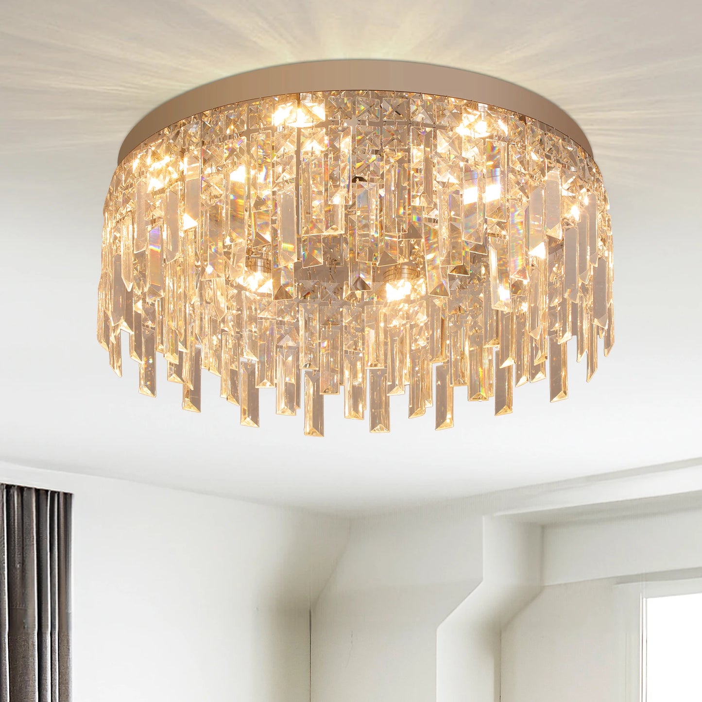 2025 New Crystal Ceiling Light Modern Luxury Chandelier Led Fixture Plafon Lamp Living Dining Room Home Appliance Decor Lustre