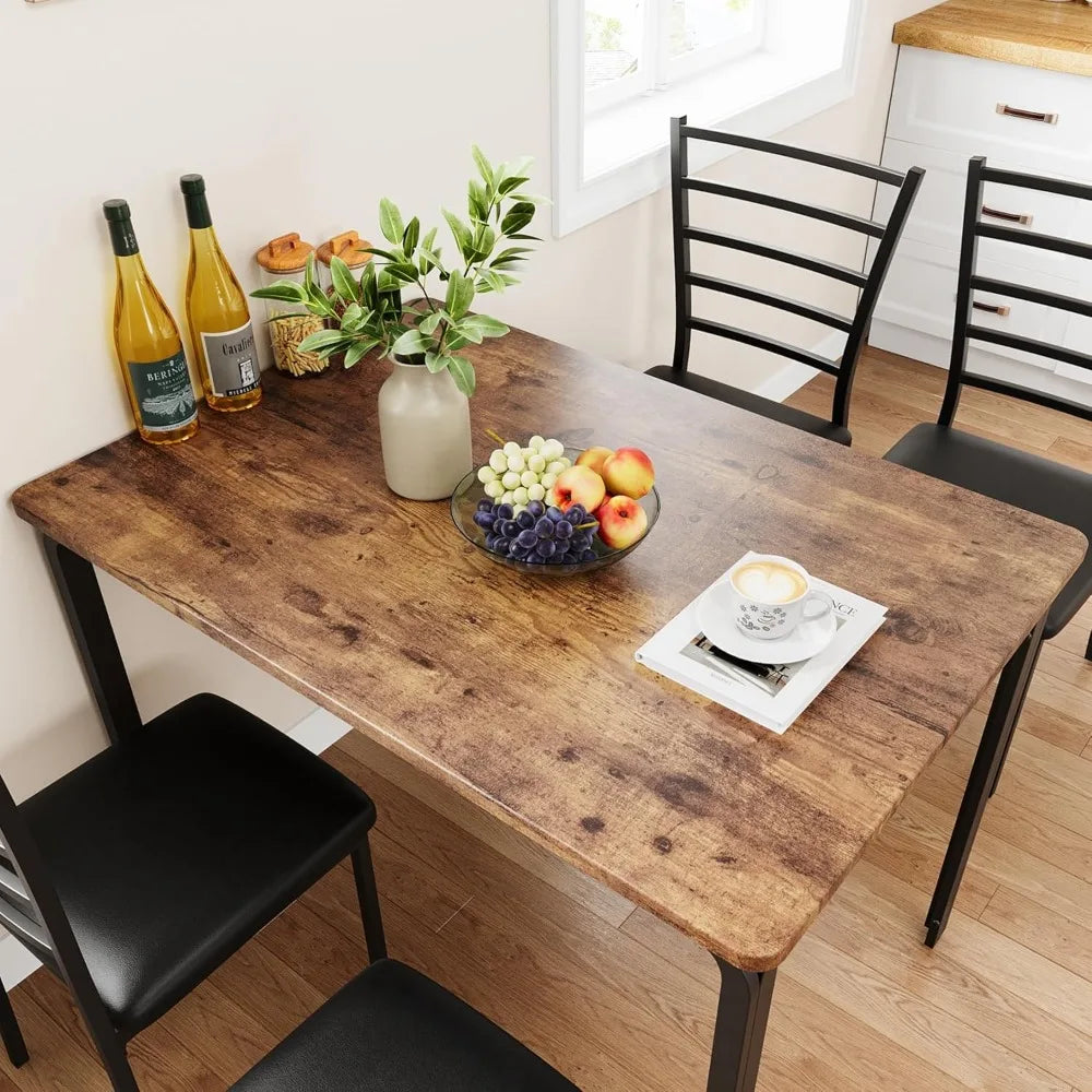 5-piece Kitchen Dining Table and Chair Set, Suitable for Small Spaces, 4-piece Indoor Modern Dining Table Set