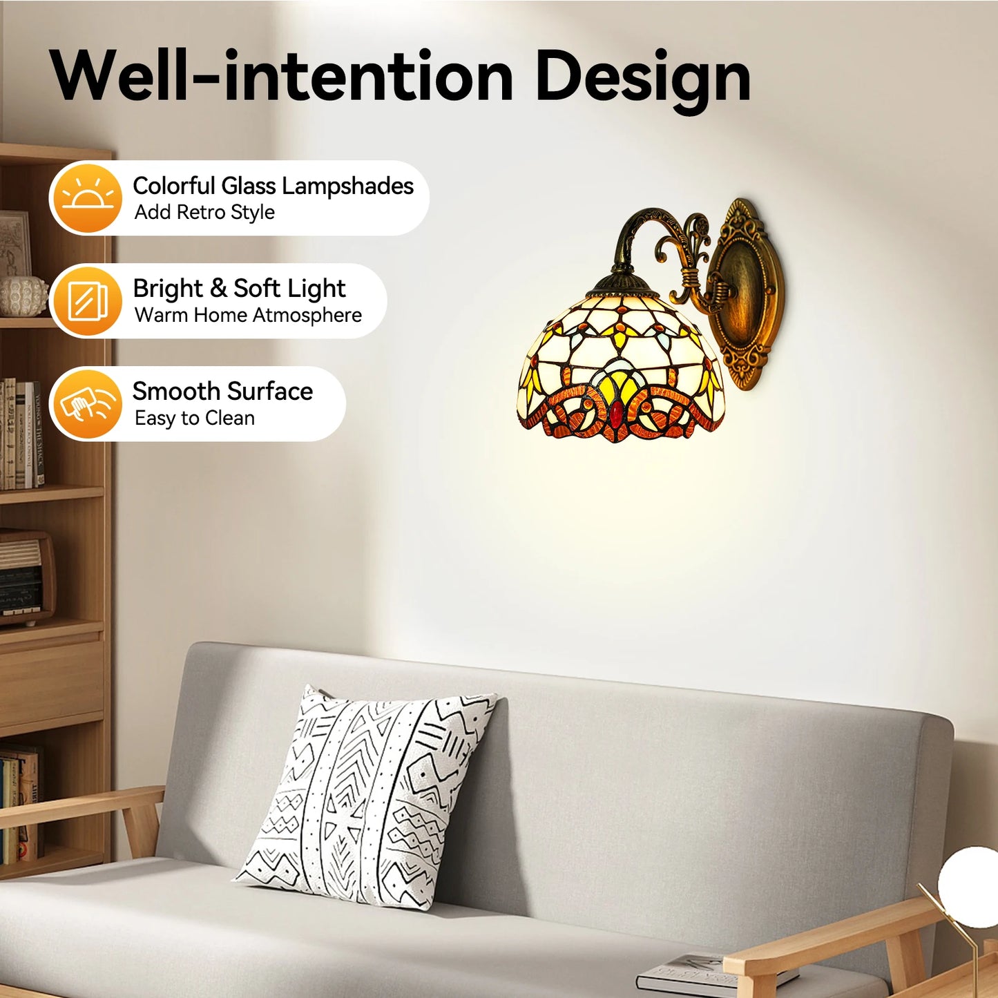 Golden Indoor Wall Lamp Baroque Victorian Glass Hardware 220V E27 Bulb Wall Mount for Home