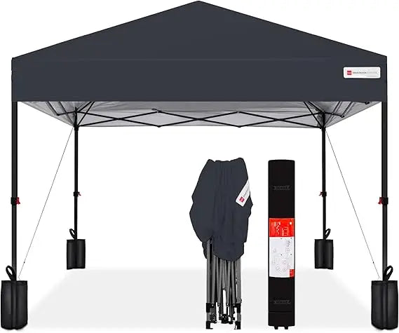 12x12ft 1-Person Setup Pop Up Canopy Tent Instant Portable Shelter w/ 1-Button Push, Case, 4 Weight Bags - Navy Blue