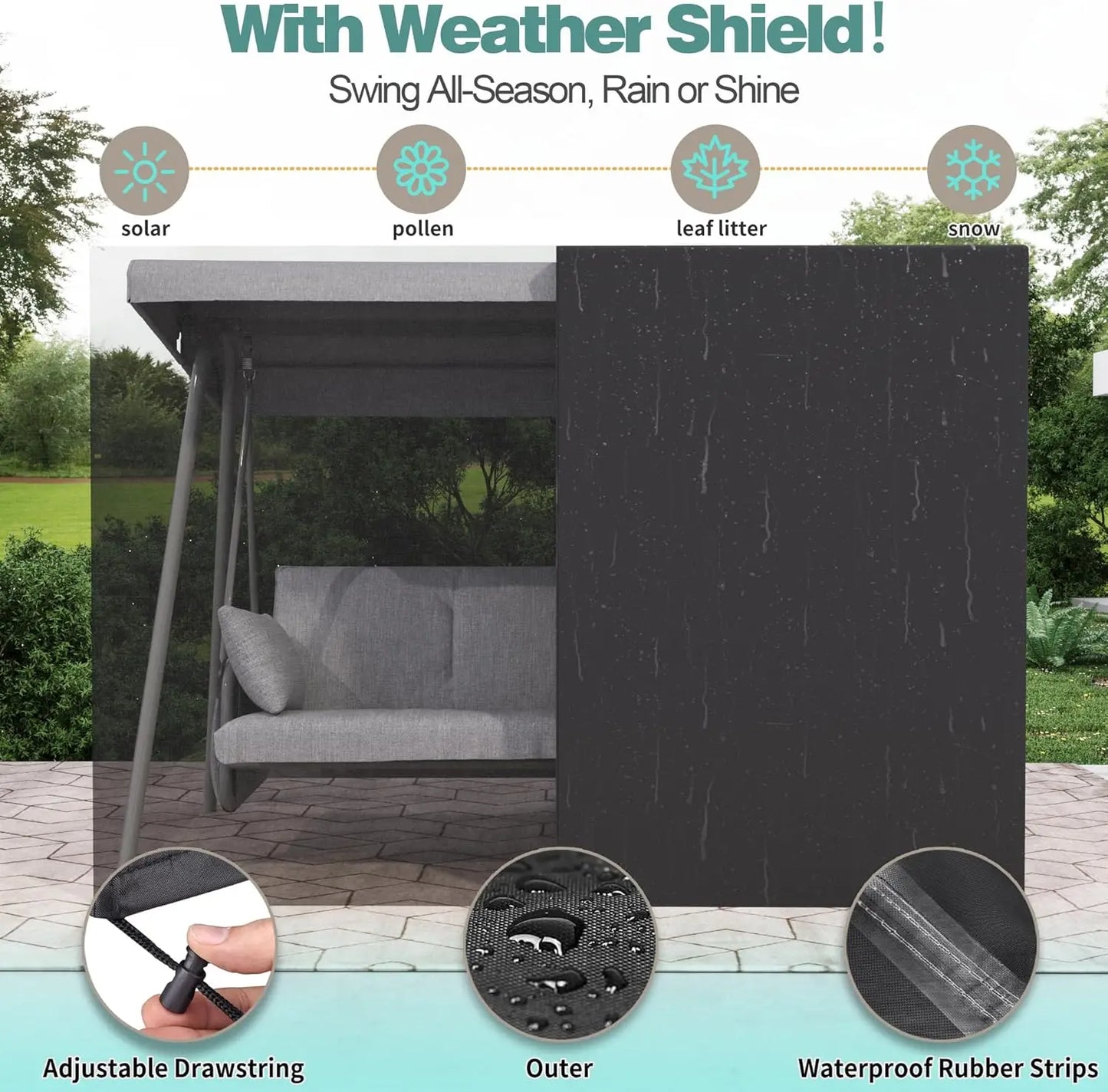 3 to 4 Person Porch Swing Outdoor 2-in-1 Swing Bed with Canopy Adjustable Backrest 800 lbs Capacity Patio Swing Chair with Stand