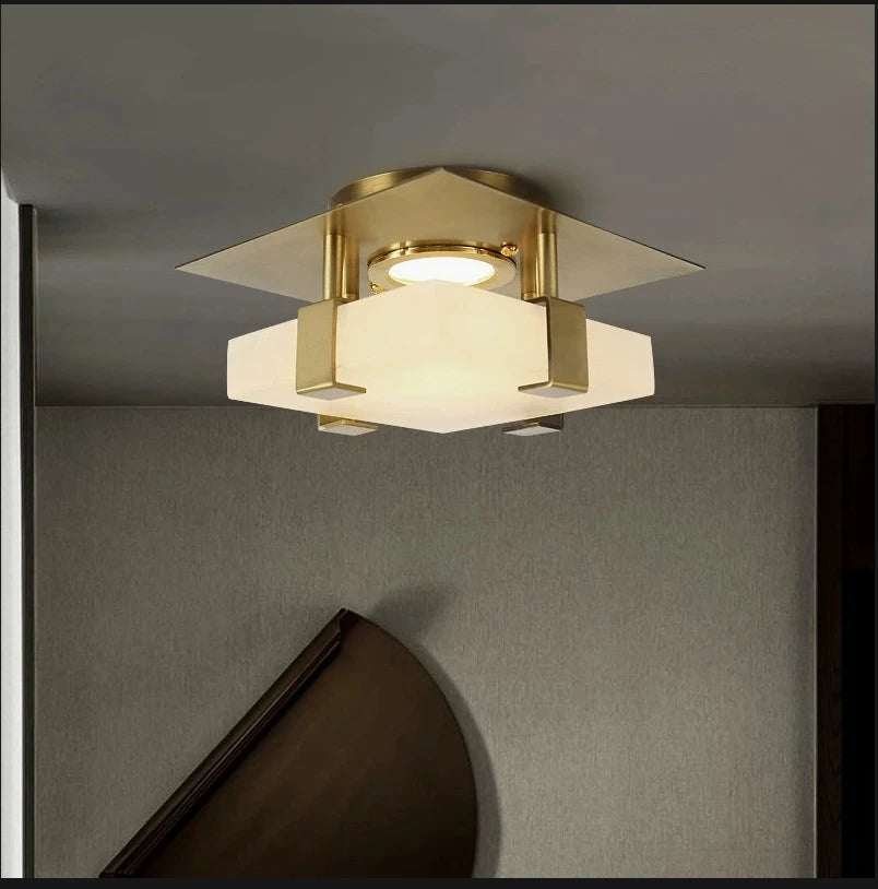 Luxury Postmodern Full Copper Marble Bedroom Ceiling Light Corridor Balcony Study Creative Entry Foyer Entrance Light