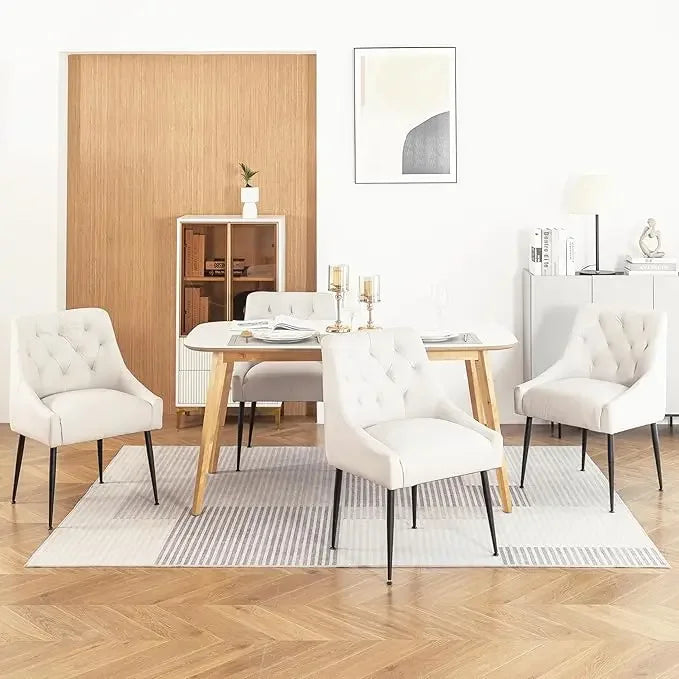 Modern dining chair set, kitchen dining chair, cushion and metal legs, soft cushion, kitchen, living room dining chair set