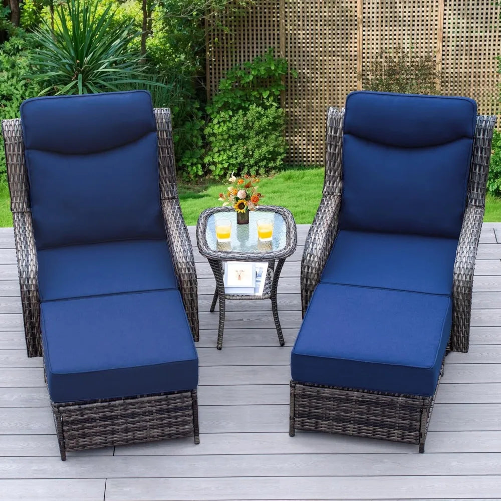 2 Pieces Outdoor Patio Ottomans All Weather Rattan Wicker Ottoman Seat Patio Rattan Furniture Outdoor Footstool Footrest Seat