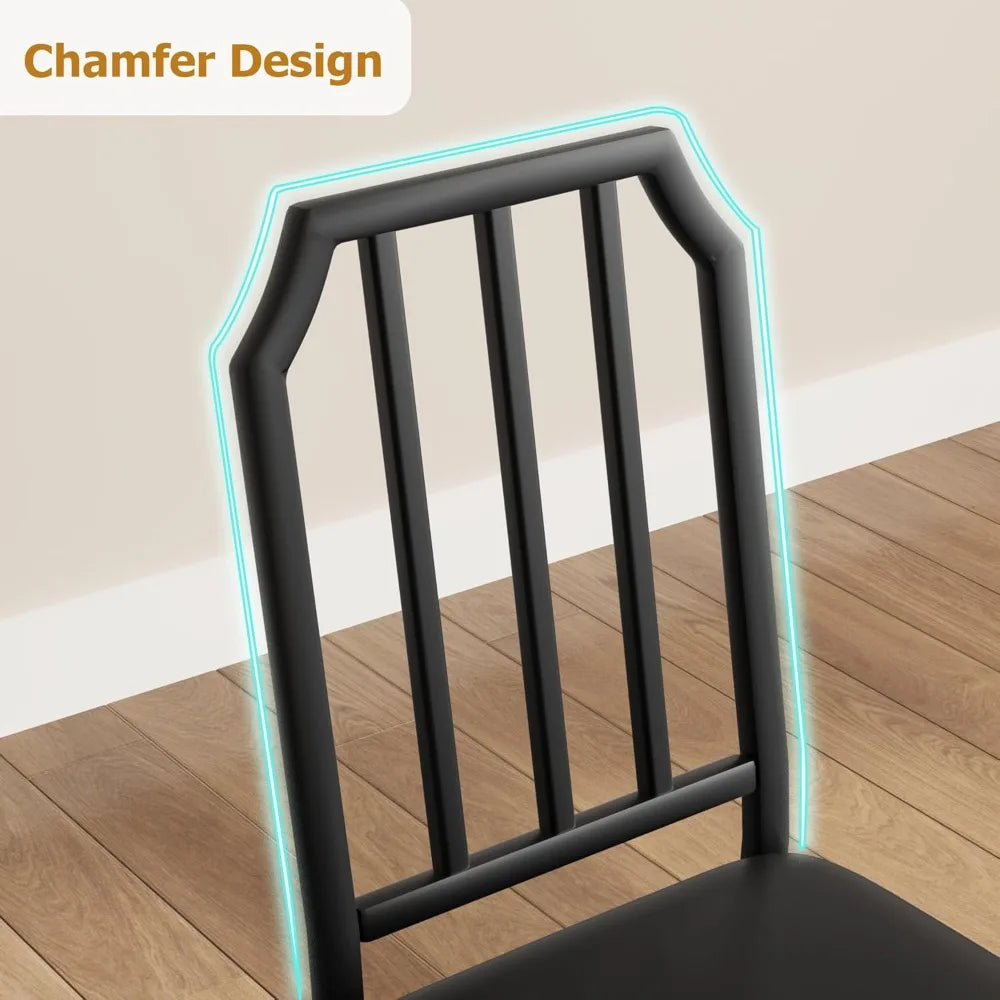 Dining Table Set for 4,Kitchen Table and Chairs for 4 with with Chamfer Design, 5 Piece Dining Room Table Set with Cushion Seats