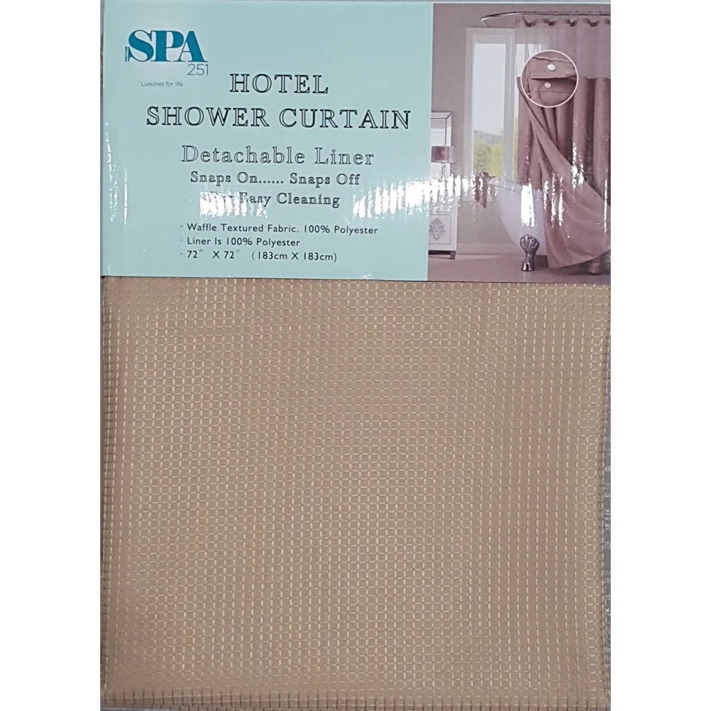 Complete 2 in 1 Waffle Weave Waterproof Shower Curtain with Detachable Liner Heavyweight Fabric Hotel Style Bathroom Decor 72x72