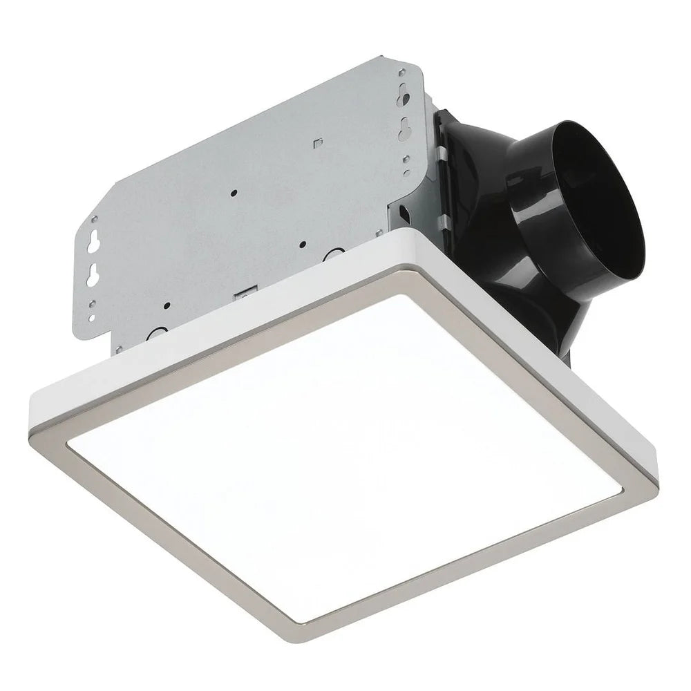70 CFM Exhaust Ventilation Fan with Dimmable LED Light Brushed Nickel Trim Quiet Operation Easy Installation Humid Areas